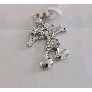 Stainless Steel And Crystal Pave Mickey Pendant
